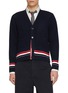 首图 - 点击放大 - THOM BROWNE - Ripple Stitched RWB Stripe Hem Cotton Cardigan