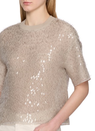  - BRUNELLO CUCINELLI - Short Sleeve Embellished Crewneck Silk Top