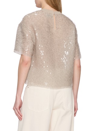 背面 - 点击放大 - BRUNELLO CUCINELLI - Short Sleeve Embellished Crewneck Silk Top