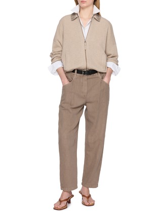 模特儿示范图 - 点击放大 - BRUNELLO CUCINELLI - Garment Dyed Cotton Linen Suiting Pants