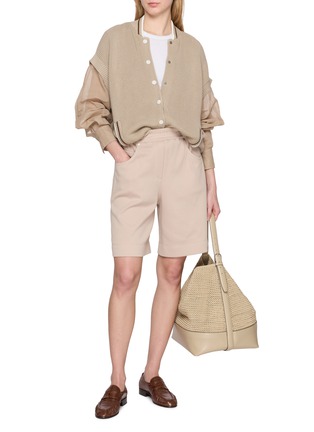 模特儿示范图 - 点击放大 - BRUNELLO CUCINELLI - Elasticated Waistband Cotton Bermuda Shorts