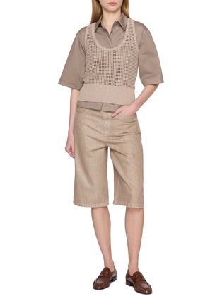 模特儿示范图 - 点击放大 - BRUNELLO CUCINELLI - Openwork Cotton Knit Vest
