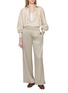 模特儿示范图 - 点击放大 - BRUNELLO CUCINELLI - Elastic Waistband Silk Wide Leg Pants