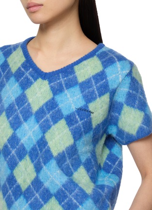  - SIENNE - Kiko Short Sleeve Argyle Knit Top