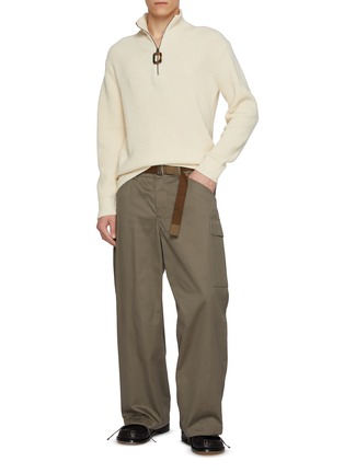 模特儿示范图 - 点击放大 - JW ANDERSON - Half Zip Wool Cotton Sweater