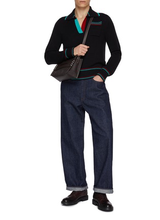 模特儿示范图 - 点击放大 - JW ANDERSON - Contrast Trimming Cotton Cashmere Shrunken Polo Knit Sweater