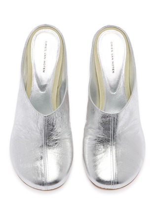 细节 - 点击放大 - DRIES VAN NOTEN - 60 金属感皮革高跟穆勒鞋