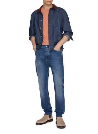 模特儿示范图 - 点击放大 - BRUNELLO CUCINELLI - 纯棉 LOGO 圆领 T 恤