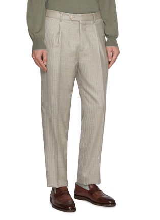 细节 - 点击放大 - BRUNELLO CUCINELLI - Flap Pocket Single Breasted Cashmere Silk Herringbone Suit
