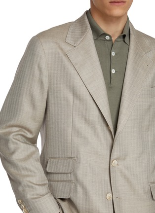  - BRUNELLO CUCINELLI - Flap Pocket Single Breasted Cashmere Silk Herringbone Suit