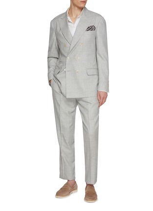 模特儿示范图 - 点击放大 - BRUNELLO CUCINELLI - Glen Check Double Breasted Blazer