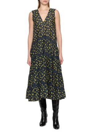 首图 - 点击放大 - MERLETTE - Sleeveless Tiered V-Neck Cotton Dress