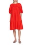首图 - 点击放大 - MERLETTE - Draped Tiered Ruched Yoke Cotton Dress