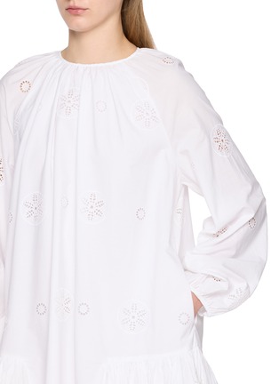  - MERLETTE - Long Raglan Sleeve Eyelet Tiered Cotton Dress