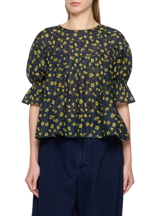 首图 - 点击放大 - MERLETTE - Rounded Yoke Tiered Cotton Top