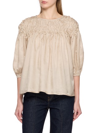 首图 - 点击放大 - MERLETTE - Hand Smocked Puff Sleeve Blouse