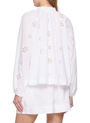 背面 - 点击放大 - MERLETTE - Long Sleeve Ruffled Collar Eyelet Cotton Silk Top