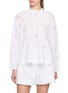 首图 - 点击放大 - MERLETTE - Long Sleeve Ruffled Collar Eyelet Cotton Silk Top