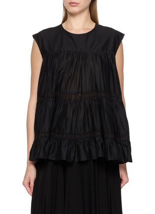 首图 - 点击放大 - MERLETTE - Cap Sleeve Tiered Cotton Blouse