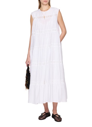 模特儿示范图 - 点击放大 - MERLETTE - Cap Sleeve Tiered Maxi Dress