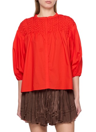 首图 - 点击放大 - MERLETTE - Smocked Pleated Sleeve Cotton Shirt