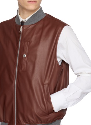  - BRUNELLO CUCINELLI - 皮革拉链背心