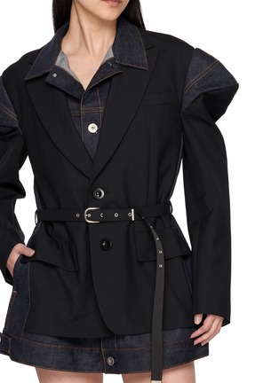  - SACAI - 拼接束腰西装外套