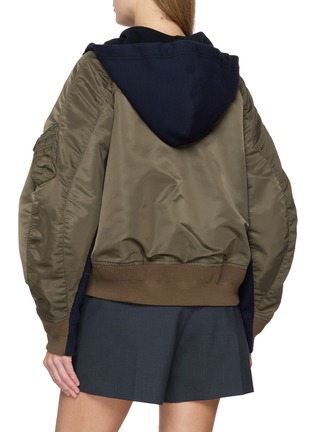 背面 - 点击放大 - SACAI - Bicolour Raglan Sleeve Zip Up Hoodie