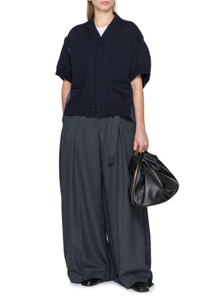 模特儿示范图 - 点击放大 - SACAI - 牛仔拼接针织开衫