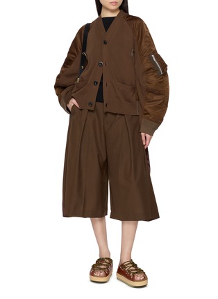 模特儿示范图 - 点击放大 - SACAI - Puff Sleeve Nylon Panel Knit Top