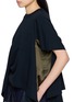  - SACAI - Asymmetrical Satin Panel Cotton Jersey Flared T-Shirt