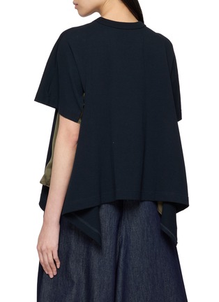 背面 - 点击放大 - SACAI - Asymmetrical Satin Panel Cotton Jersey Flared T-Shirt