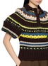 - SACAI - Fair Isle Puff Sleeve Knit Polo Shirt