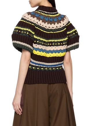 背面 - 点击放大 - SACAI - Fair Isle Puff Sleeve Knit Polo Shirt
