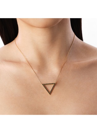细节 - 点击放大 - BIJOU DE M - Triangle 18K Gold Black Diamond Necklace