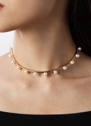 细节 - 点击放大 - BIJOU DE M - 18K Gold Plated Sterling Silver Freshwater Pearl Choker — Size L