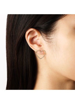 细节 - 点击放大 - BIJOU DE M - Open Heart 18k Gold Diamond Hoop Earring