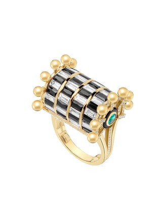 首图 - 点击放大 - STATE PROPERTY - Raisina 18K Gold Diamond Emerald Black Spinel Enchantress Cascade Ring — US 7