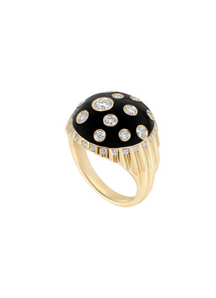 首图 - 点击放大 - STATE PROPERTY - Toadstool 18K Gold Diamond Enamel Jet Black Bombé Ring — US 7.5
