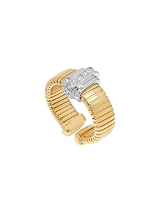 首图 - 点击放大 - STATE PROPERTY - Raisina 18K Gold Diamond Platinum Tubogas Ring — Size M