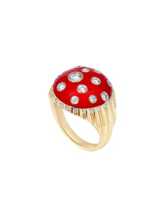 首图 - 点击放大 - STATE PROPERTY - Toadstool 18K Gold Diamond Enamel Red Bombé Ring — US 6.5