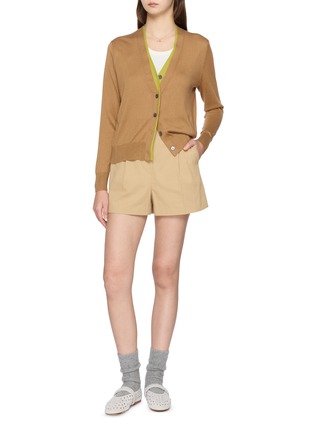 模特儿示范图 - 点击放大 - DREYDEN - Double Layer Silk Cashmere Knit Cardigan