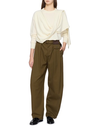 模特儿示范图 - 点击放大 - DREYDEN - Scarf Wrap Wool Cashmere Knit Sweater
