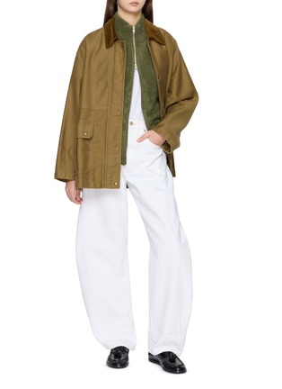 模特儿示范图 - 点击放大 - DREYDEN - Two Way Zip Up Cashmere Knit Cardigan