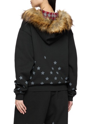 背面 - 点击放大 - GOODBAI - Star Print Faux Fur Trim Hooded Zip Jacket