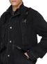  - SACAI - Oversized Dark Wash High Neck Leather Trim Denim Jacket