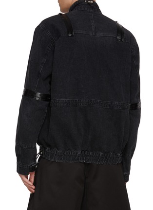 背面 - 点击放大 - SACAI - Oversized Dark Wash High Neck Leather Trim Denim Jacket