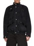首图 - 点击放大 - SACAI - Oversized Dark Wash High Neck Leather Trim Denim Jacket