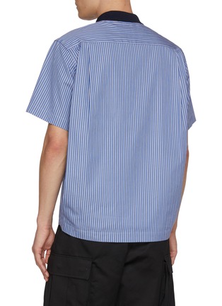 背面 - 点击放大 - SACAI - Balloon Shape Zip Up Striped Cotton Poplin Polo Shirt