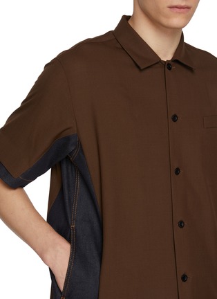  - SACAI - Hybrid Underarm Panel Wool Blend Shirt